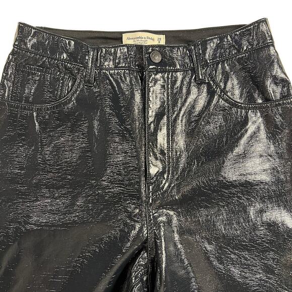 Abercrombie & Fitch The 90’s Straight Ultra High Rise Faux Leather Pants Size 8 - Picture 11 of 11